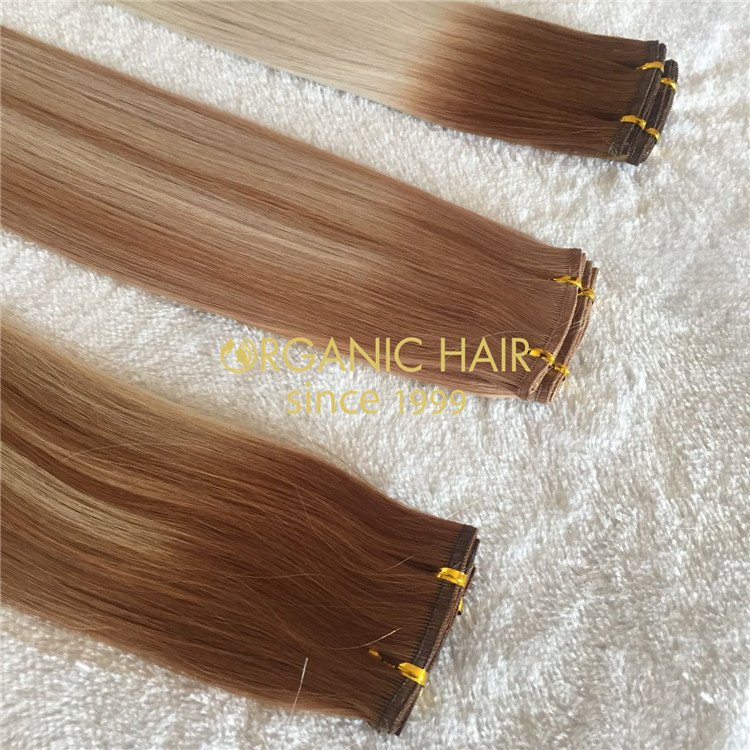 Human full cuticle hair flat weft extensions on sale X155